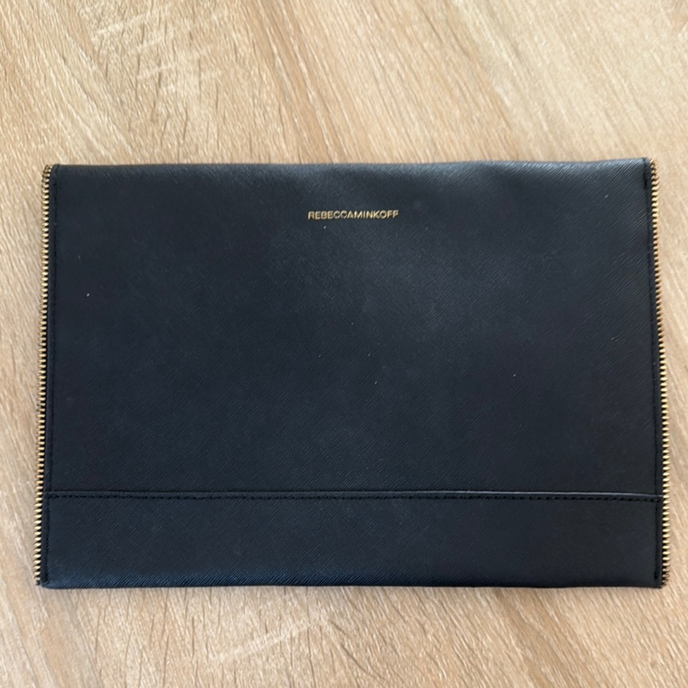 Rebecca Minkoff Black Envelope Clutch with Metallic Trim - Picture 3 of 3